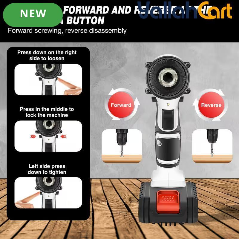 21V Cordless Drill - Black & White, 45NM Brushless Impact Drill, 2 Speed Modes, 0-400/1400RPM, LED Light, 2 X 1500mAh Batteries, Charger, 30pcs Drill Accessories And Plastic Case