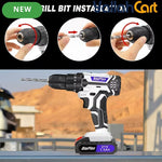 21V Cordless Drill - Black & White, 45NM Brushless Impact Drill, 2 Speed Modes, 0-400/1400RPM, LED Light, 2 X 1500mAh Batteries, Charger, 30pcs Drill Accessories And Plastic Case