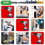 21V Cordless Drill - Black & White, 45NM Brushless Impact Drill, 2 Speed Modes, 0-400/1400RPM, LED Light, 2 X 1500mAh Batteries, Charger, 30pcs Drill Accessories And Plastic Case