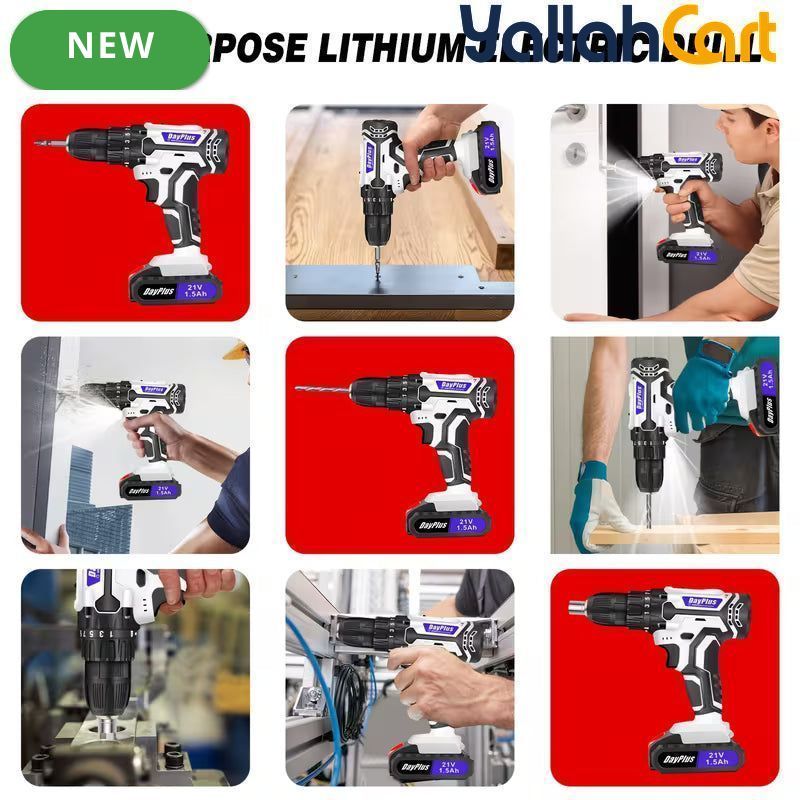21V Cordless Drill - Black & White, 45NM Brushless Impact Drill, 2 Speed Modes, 0-400/1400RPM, LED Light, 2 X 1500mAh Batteries, Charger, 30pcs Drill Accessories And Plastic Case