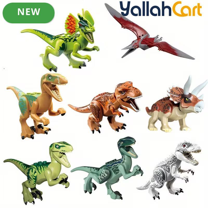 8pcs Dinosaur Building Block Assembly Toy - Multicolor Tyrannosaurus Rex Model, T-Rex & Triceratops Puzzle Assembly Toy, Jurassic Period Dinosaur Building Blocks, Educational Construction Toy for Kids