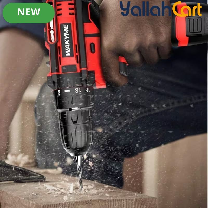 Drill Screwdriver Set - Black & Red, 12.6V 30Nm Electric Drill, 2 Batteries, 18+3 Clutch, 3/8 Inch Keyless Chuck, Variable Speed, Compact LED Screwdriver for Brick, Wood & Metal