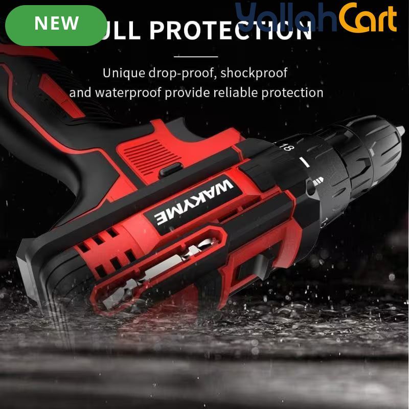Drill Screwdriver Set - Black & Red, 12.6V 30Nm Electric Drill, 2 Batteries, 18+3 Clutch, 3/8 Inch Keyless Chuck, Variable Speed, Compact LED Screwdriver for Brick, Wood & Metal