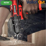 Drill Screwdriver Set - Black & Red, 12.6V 30Nm Electric Drill, 2 Batteries, 18+3 Clutch, 3/8 Inch Keyless Chuck, Variable Speed, Compact LED Screwdriver for Brick, Wood & Metal