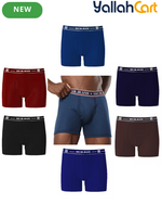 6 Pack 100% Cotton Men's Boxer Briefs - Black/Maroon/Blue/Navy/Brown/Royal, Super Combed Ultrasoft Breathable Underwear, No-Marks Waistband, Tagless Design, Moisture-Wicking Mid-Thigh Fit