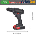 Upgrade 21V Electric Drill - Black And Red, 2pcs Batteries, Multifunctional Electric Impact Cordless Drill, Wireless Hand Drill, Home Electric Power Tool, Rechargeable Drill Driver With Accessories