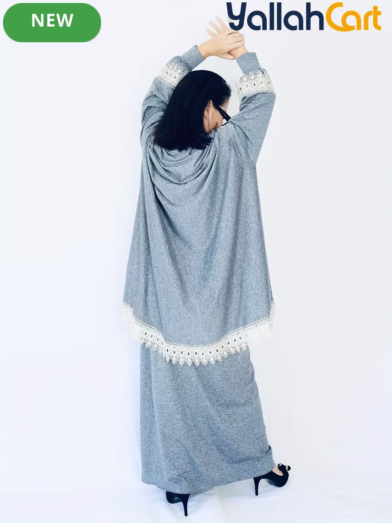 Women’s Soft 2-Piece Lace Prayer Robe Set – Comfortable Elastic Modest Wear