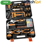 80pcs Multi Purpose Hand Tool Kit - Black & Orange, Carbon Steel Hardware Tools, Screwdriver, Socket Set, Wrench, Pliers, Complete Home & Office Repair Kit with Solid Storage Box