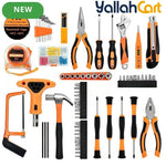 80pcs Multi Purpose Hand Tool Kit - Black & Orange, Carbon Steel Hardware Tools, Screwdriver, Socket Set, Wrench, Pliers, Complete Home & Office Repair Kit with Solid Storage Box