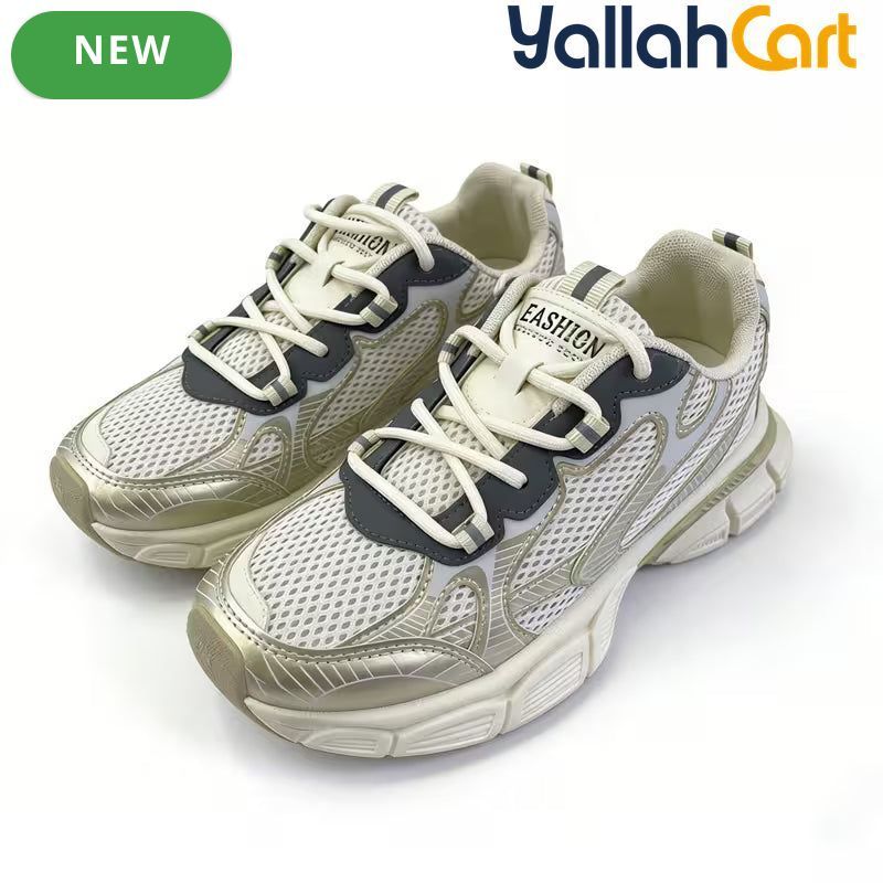 Desai Women's Chunky Sneakers – Breathable Mesh Lace-Up Walking Shoes