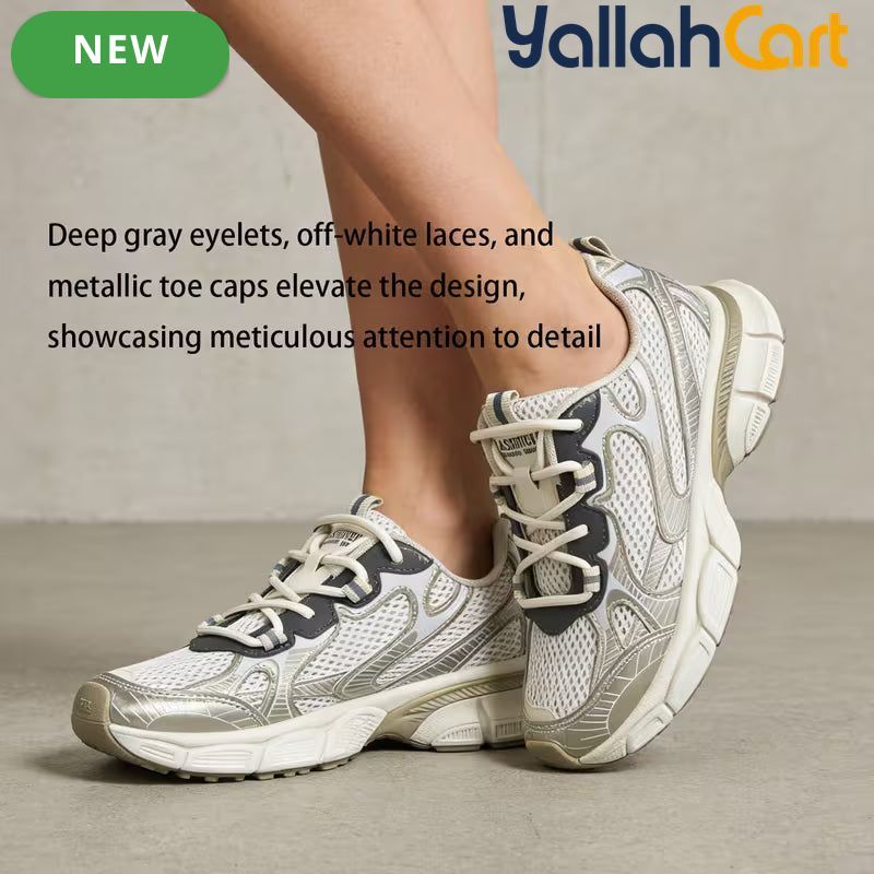 Desai Women's Chunky Sneakers – Breathable Mesh Lace-Up Walking Shoes
