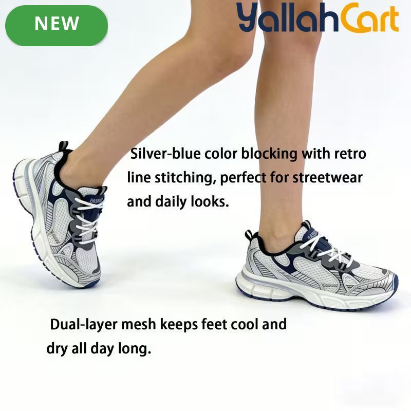 Desai Women's Chunky Sneakers – Breathable Mesh Lace-Up Walking Shoes
