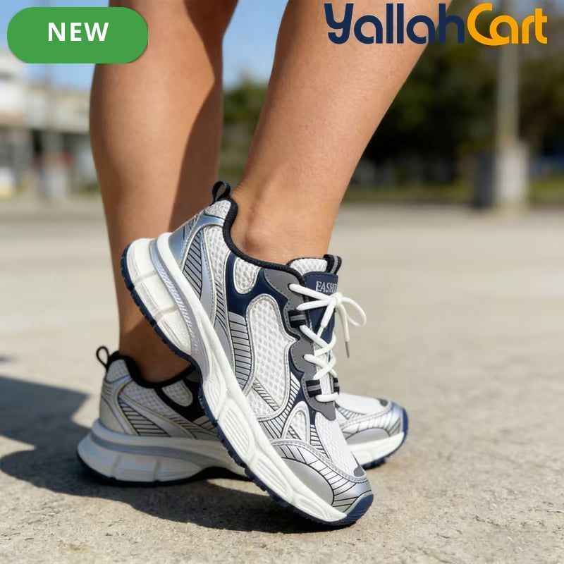 Desai Women's Chunky Sneakers – Breathable Mesh Lace-Up Walking Shoes
