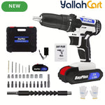 Cordless Drill Rechargeable - Blue/White, LED Light, Variable Speed, Two-Speed Adjustable Electric Drill, Rechargeable Battery, Cordless Design, Power Drill for Wood Drilling, Home Renovation And DIY Projects