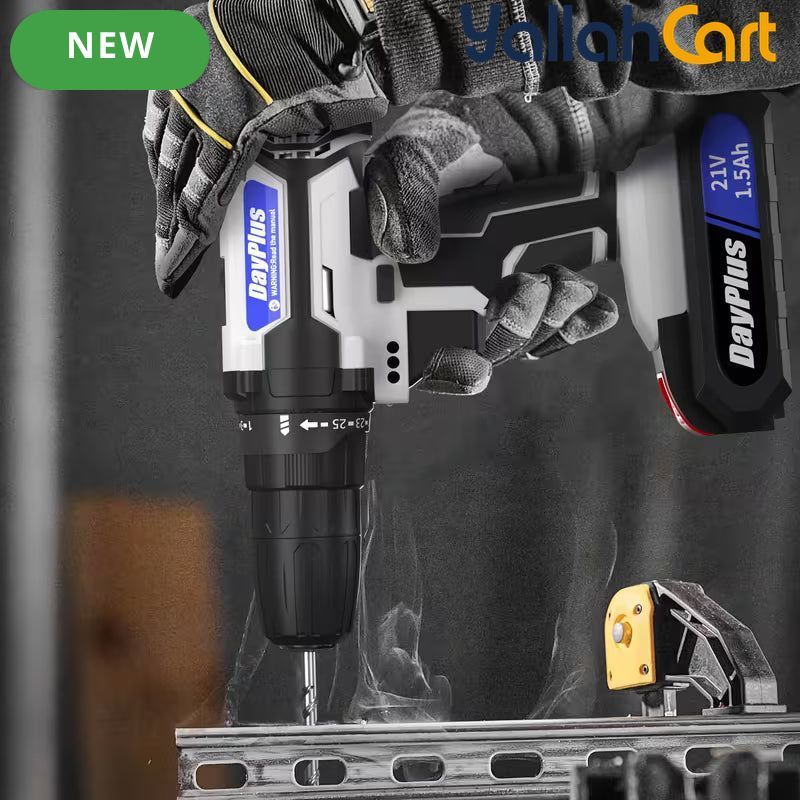 Cordless Drill Rechargeable - Blue/White, LED Light, Variable Speed, Two-Speed Adjustable Electric Drill, Rechargeable Battery, Cordless Design, Power Drill for Wood Drilling, Home Renovation And DIY Projects