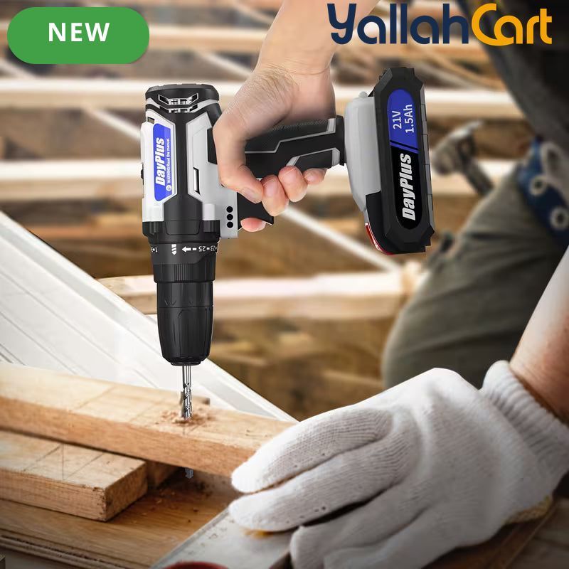 Cordless Drill Rechargeable - Blue/White, LED Light, Variable Speed, Two-Speed Adjustable Electric Drill, Rechargeable Battery, Cordless Design, Power Drill for Wood Drilling, Home Renovation And DIY Projects