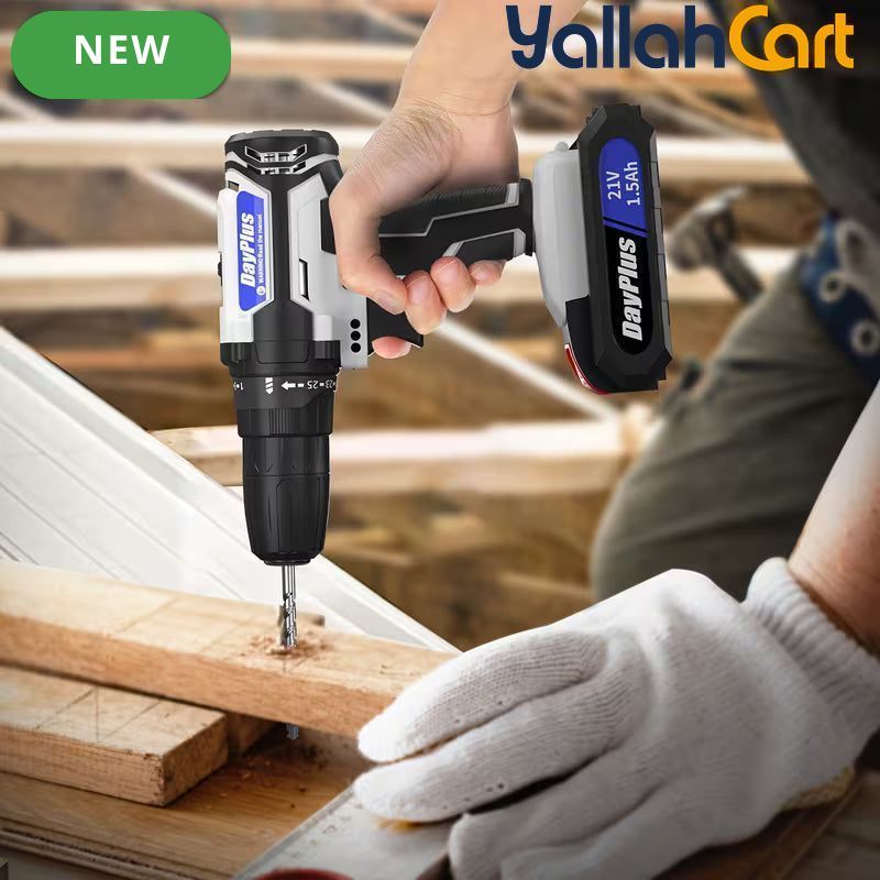 Cordless Drill Rechargeable - Blue/White, LED Light, Variable Speed, Two-Speed Adjustable Electric Drill, Rechargeable Battery, Cordless Design, Power Drill for Wood Drilling, Home Renovation And DIY Projects