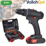 Upgrade 36V Electric Drill - Black And Red, 2pcs Batteries, Multifunctional Impact Cordless Drill, Wireless Hand Drill, Home Electric Power Tool, Complete Drill Kit With Accessories
