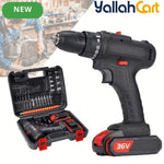 Upgrade 36V Electric Drill - Black And Red, 2pcs Batteries, Multifunctional Impact Cordless Drill, Wireless Hand Drill, Home Electric Power Tool, Complete Drill Kit With Accessories