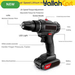 Upgrade 36V Electric Drill - Black And Red, 2pcs Batteries, Multifunctional Impact Cordless Drill, Wireless Hand Drill, Home Electric Power Tool, Complete Drill Kit With Accessories