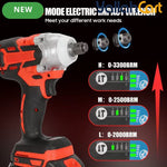 650N.M 1/2-Inch Cordless Impact Wrench - Black/Red, Brushless Impact Gun, 3300RPM High Torque Electric Power Driver, 2X 21V Batteries, Heavy-Duty Impact Wrench Set for Car & Home