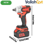 650N.M 1/2-Inch Cordless Impact Wrench - Black/Red, Brushless Impact Gun, 3300RPM High Torque Electric Power Driver, 2X 21V Batteries, Heavy-Duty Impact Wrench Set for Car & Home