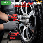 650N.M 1/2-Inch Cordless Impact Wrench - Black/Red, Brushless Impact Gun, 3300RPM High Torque Electric Power Driver, 2X 21V Batteries, Heavy-Duty Impact Wrench Set for Car & Home