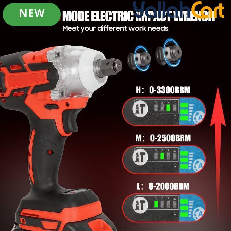 650N.M 1/2-Inch Cordless Impact Wrench - Black/Red, Brushless Impact Gun, 3300RPM High Torque Electric Power Driver, 2X 21V Batteries, Heavy-Duty Impact Wrench Set for Car & Home