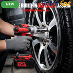 650N.M 1/2-Inch Cordless Impact Wrench - Black/Red, Brushless Impact Gun, 3300RPM High Torque Electric Power Driver, 2X 21V Batteries, Heavy-Duty Impact Wrench Set for Car & Home
