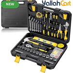 108pcs Household And Automotive Tool Set - Black/Yellow, Home And Car Repair Hand Tools Kit, Complete Mechanic Tool Set with Portable Toolbox Organizer, Wrenches, Screwdrivers, Pliers And Accessories