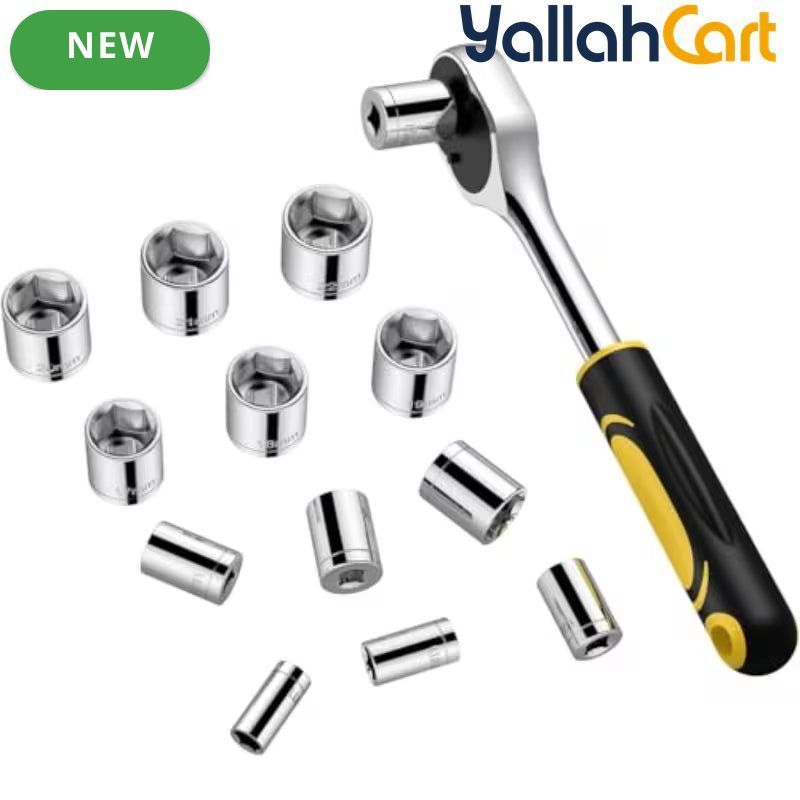 108pcs Household And Automotive Tool Set - Black/Yellow, Home And Car Repair Hand Tools Kit, Complete Mechanic Tool Set with Portable Toolbox Organizer, Wrenches, Screwdrivers, Pliers And Accessories
