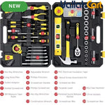 108pcs Household And Automotive Tool Set - Black/Yellow, Home And Car Repair Hand Tools Kit, Complete Mechanic Tool Set with Portable Toolbox Organizer, Wrenches, Screwdrivers, Pliers And Accessories