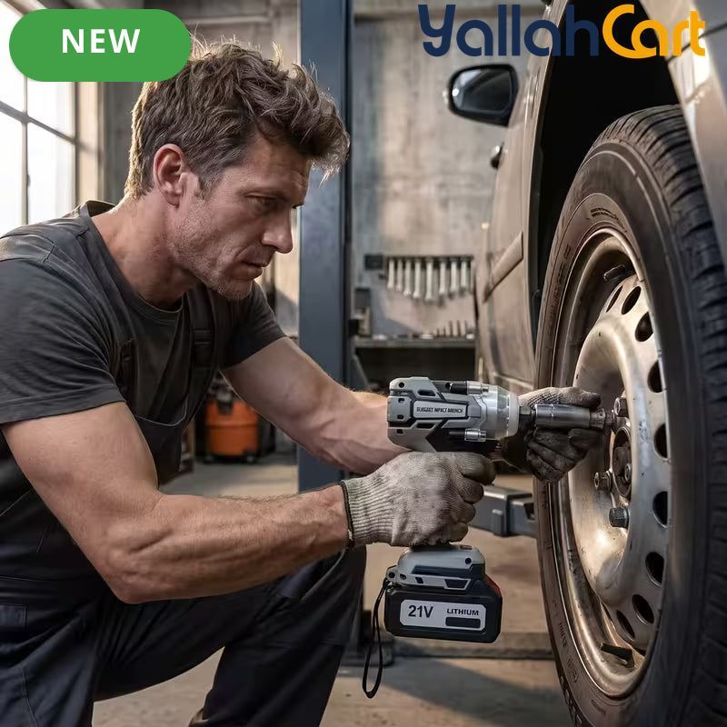 1/2 Inch Brushless Cordless High Torque Impact Wrench - Silver/Black, Battery Powered Impact Gun, High Torque Motor, Fast Charger, 1/2 Inch Drive, Perfect for Car, Truck & Automotive Maintenance