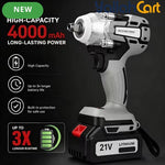 1/2 Inch Brushless Cordless High Torque Impact Wrench - Silver/Black, Battery Powered Impact Gun, High Torque Motor, Fast Charger, 1/2 Inch Drive, Perfect for Car, Truck & Automotive Maintenance
