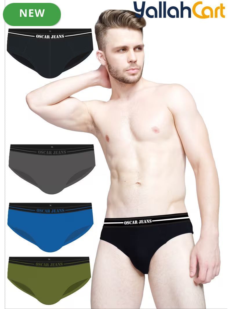 Pack Platinum Collection Men's Underwear Briefs - Black, Gray, Airforce Blue & Olive Green, Cotton Bamboo Lycra, 3X Softer StretchMax Breathable All-Day Comfort