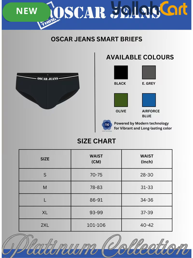 Pack Platinum Collection Men's Underwear Briefs - Black, Gray, Airforce Blue & Olive Green, Cotton Bamboo Lycra, 3X Softer StretchMax Breathable All-Day Comfort