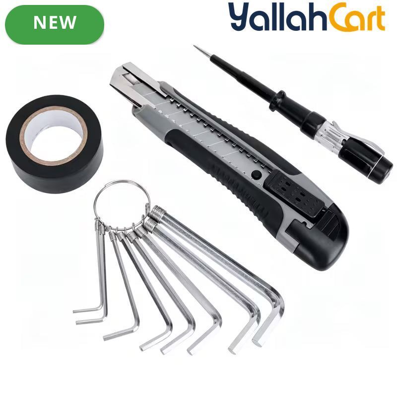 32pcs Household Hand Tool Set - Black & Silver, High Grade Complete Hardware Tool Kit, Sturdy Practical Hand Tools for Home Improvement, Household Maintenance, DIY Projects and General Handwork