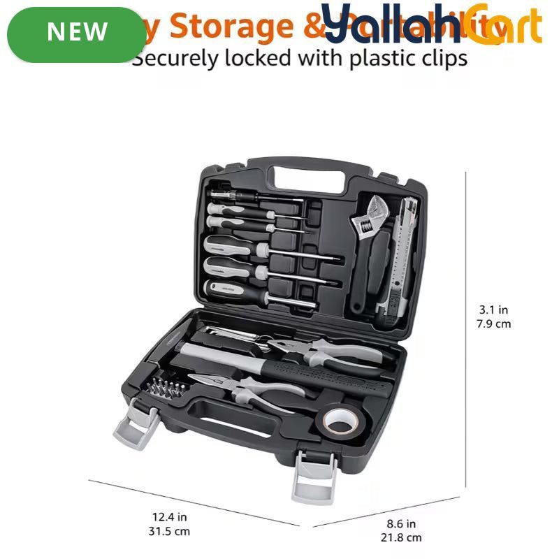 32pcs Household Hand Tool Set - Black & Silver, High Grade Complete Hardware Tool Kit, Sturdy Practical Hand Tools for Home Improvement, Household Maintenance, DIY Projects and General Handwork
