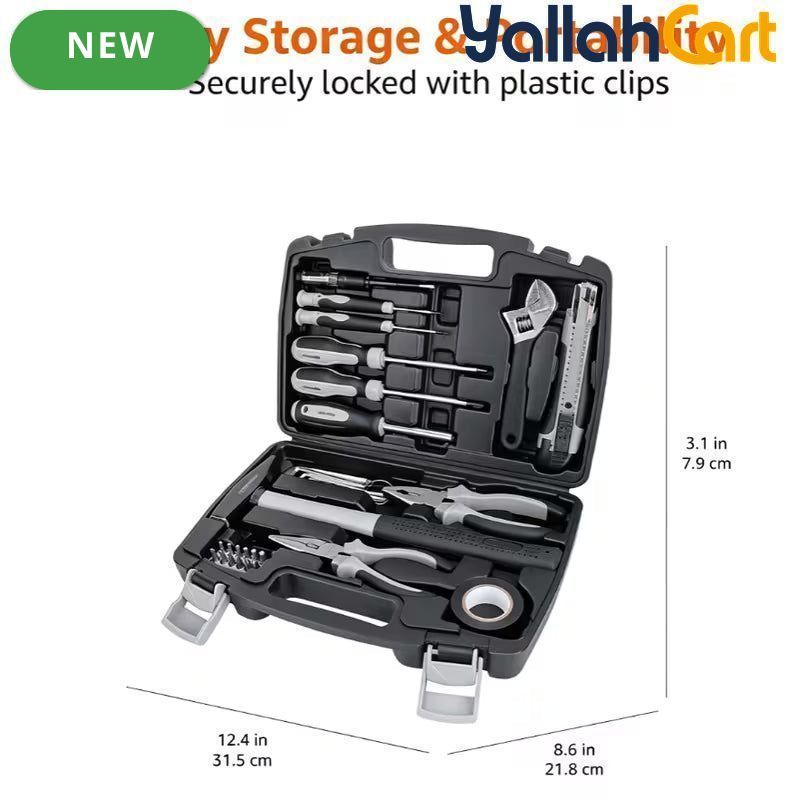 32pcs Household Hand Tool Set - Black & Silver, High Grade Complete Hardware Tool Kit, Sturdy Practical Hand Tools for Home Improvement, Household Maintenance, DIY Projects and General Handwork