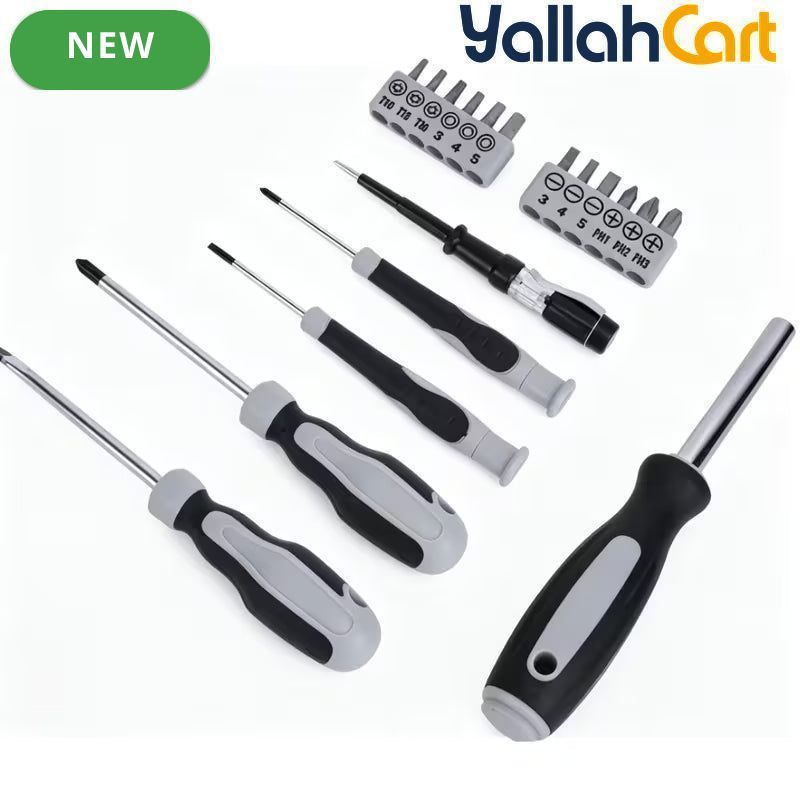 32pcs Household Hand Tool Set - Black & Silver, High Grade Complete Hardware Tool Kit, Sturdy Practical Hand Tools for Home Improvement, Household Maintenance, DIY Projects and General Handwork