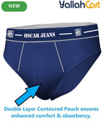 Pack Premium 100% Cotton Men's Underwear Briefs - Black, Maroon & Blue, Super Combed Soft Anti-Odor, No-Marks Elastic Waistband