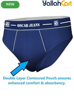 Pack Premium 100% Cotton Men's Underwear Briefs - Black, Maroon & Blue, Super Combed Soft Anti-Odor, No-Marks Elastic Waistband