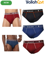 Pack Premium 100% Cotton Men's Underwear Briefs - Black, Maroon & Blue, Super Combed Soft Anti-Odor, No-Marks Elastic Waistband