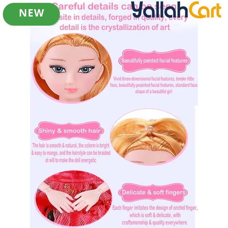 Large Princess Doll Playset - Pink 46CM Fashion Doll with Gift Box & Dressing Accessories, Pretend Play Set for Children, Princess Dress-Up Doll Toy, Birthday & Holiday Gift