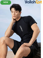 Men’s Swimwear Set – Loose Fit Double-Layer Swim Trunks & Plus Size Modest Swim Shirt