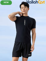 Men’s Swimwear Set – Loose Fit Double-Layer Swim Trunks & Plus Size Modest Swim Shirt