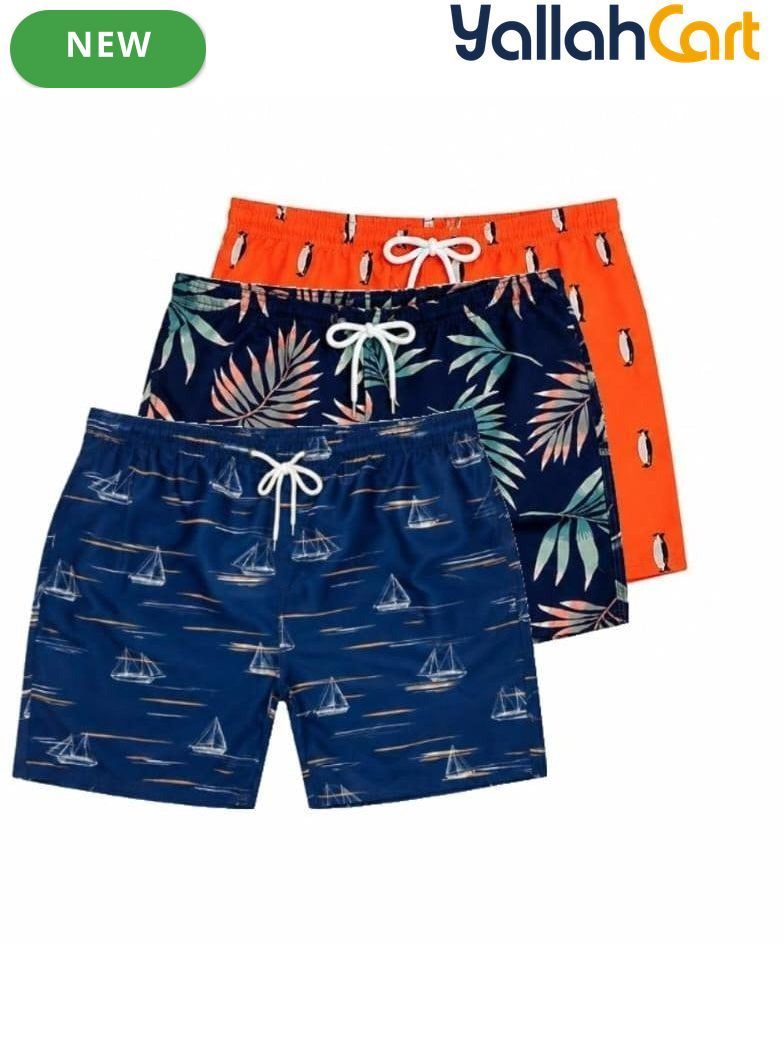 Men’s Colorful Summer Swim Shorts – 3 Stylish Graphic Designs