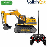 Remote Control Construction Digger Excavator Toy - Yellow/Black 27Hz RC Vehicle with Full Functional Movement, Spray & Lights, Construction Truck Toy for Kids, Interactive Pretend Play Gift