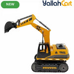 Remote Control Construction Digger Excavator Toy - Yellow/Black 27Hz RC Vehicle with Full Functional Movement, Spray & Lights, Construction Truck Toy for Kids, Interactive Pretend Play Gift