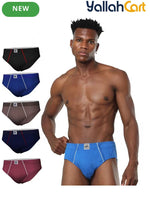 Pack Men's Premium Cotton Underwear Briefs - Black, Maroon, Airforce Blue, Royal Blue, Brown & Navy, Super Combed Soft, Breathable Anti-Odor, No-Marks Elastic Waistband